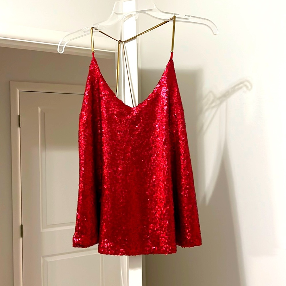 Red sequin top